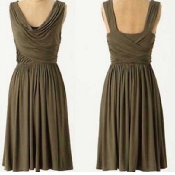 Anthropologie Deletta Pezza Dress Teal Blue Ruched Jersey Cowl Neck Size Small S - Picture 6 of 12